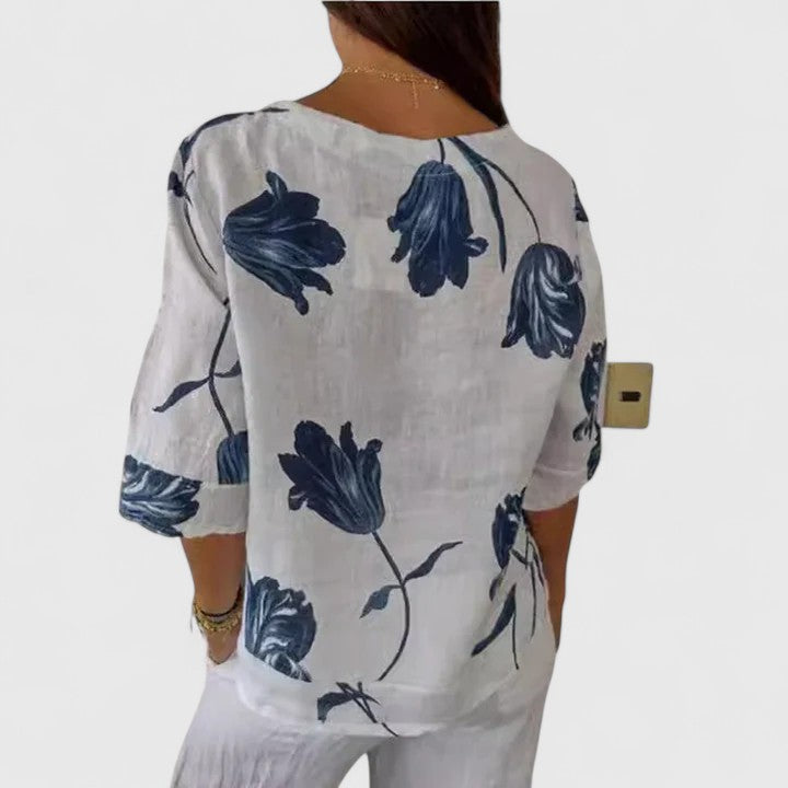 Jamie | Elegant Floral Print Blouse.