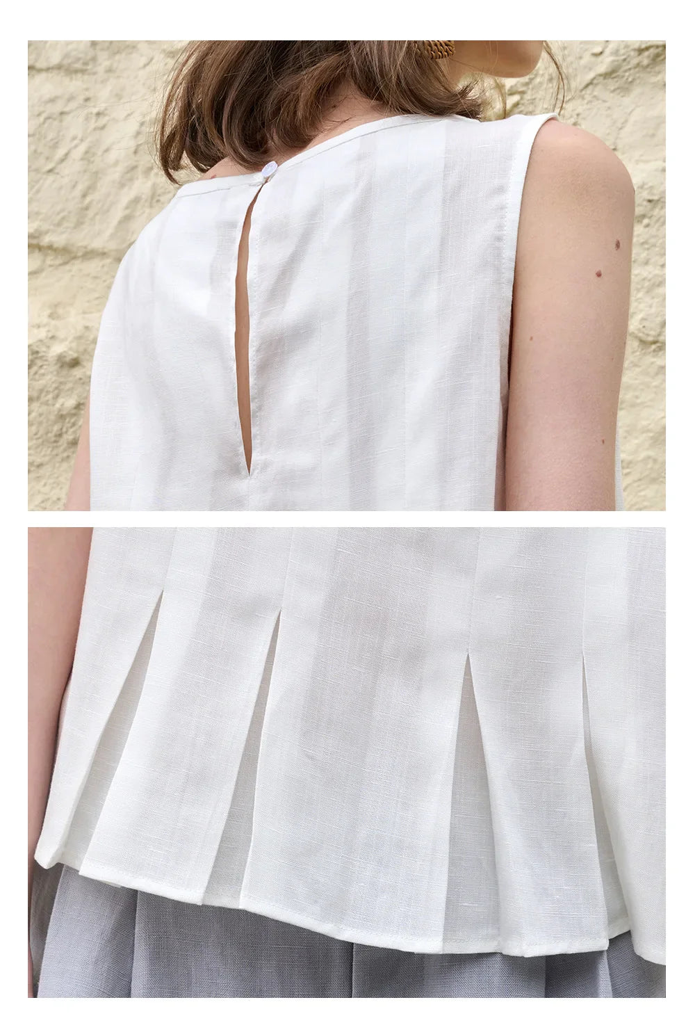 Deborah | Elegant Pleated-Hem Artisan Blouse