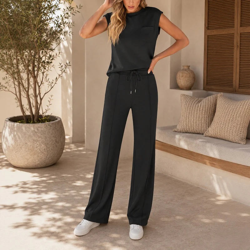 Amanda | Sleeveless Top and Wide-Leg Trousers Sets