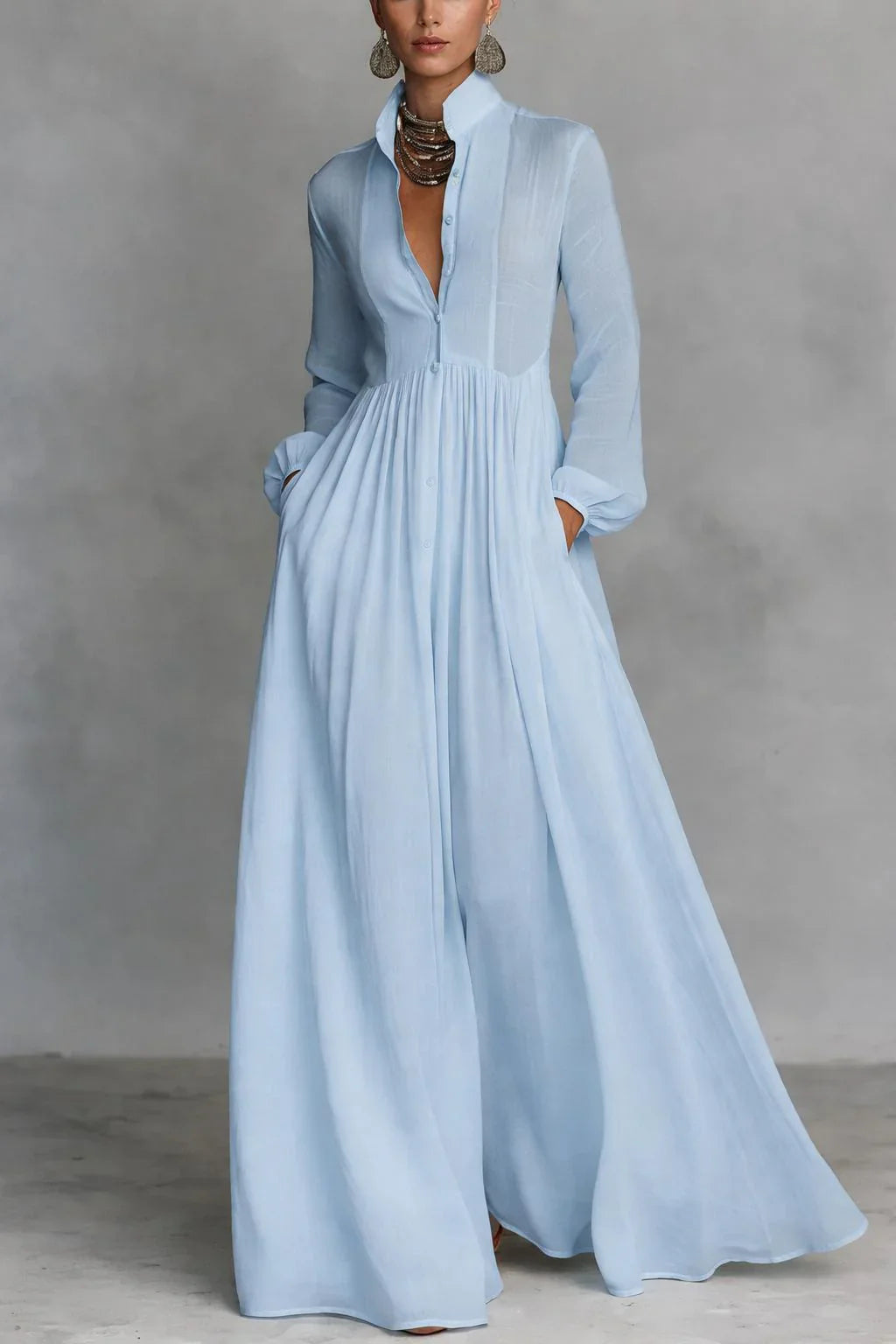 Celeste | Flowing Button-Front Maxi Dress