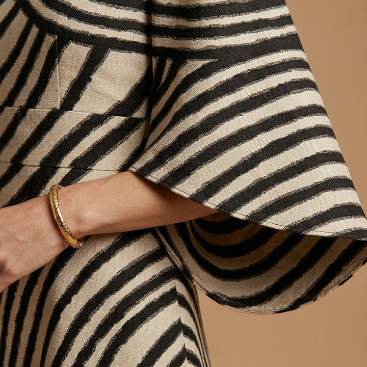 Evelyn | Architectural Cape-Sleeve Midi Dress