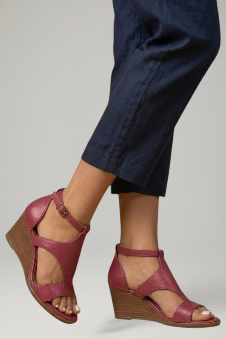 Emma | Women's Wedge Sandals with T Strap and Cushioned Footbed