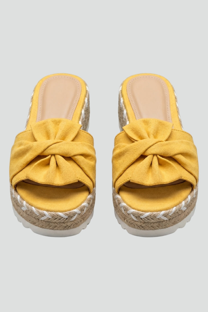 Harper | Women's Wedge Sandals with Woven Heel and Bow Detail
