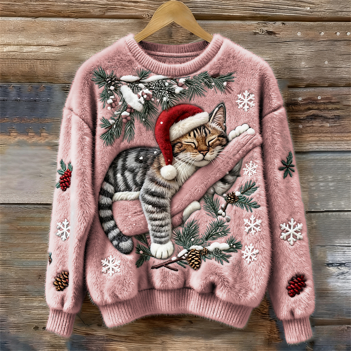 Elisabeth – Plush Sweater with Lazy Cat