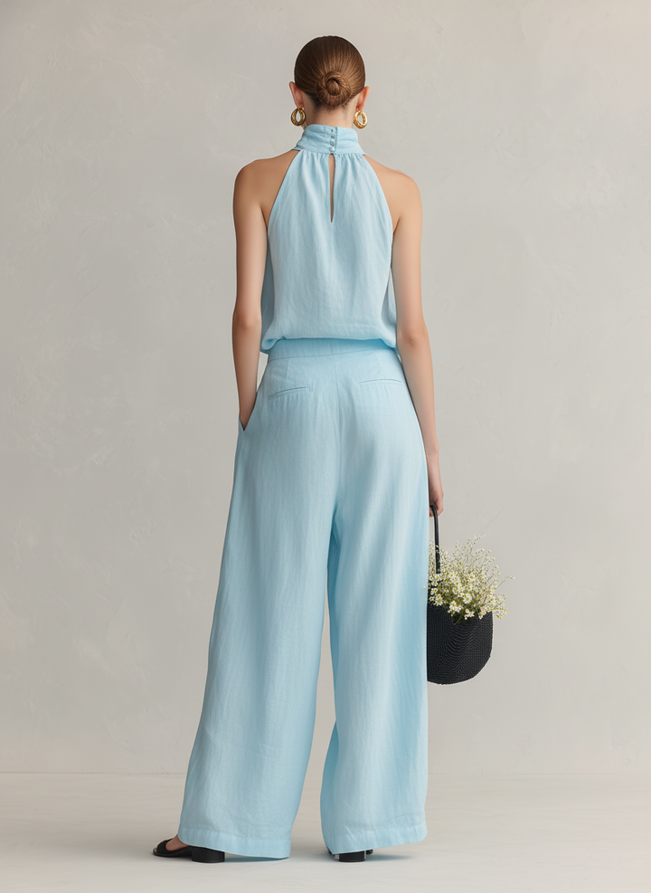 Light | Elegant Light Blue Cotton-Linen Suit