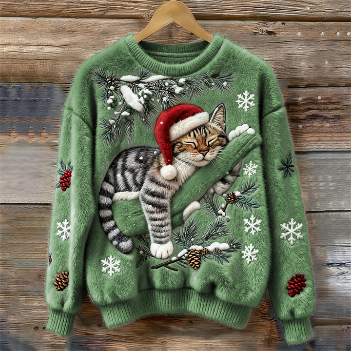 Elisabeth – Plush Sweater with Lazy Cat