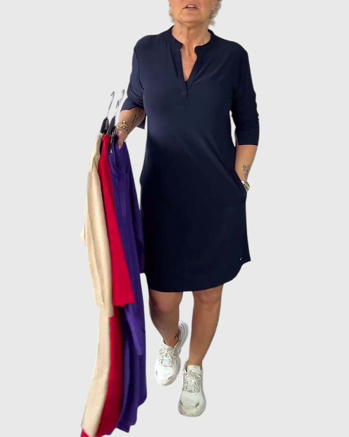 Jamie | Solid V-Neck Dress