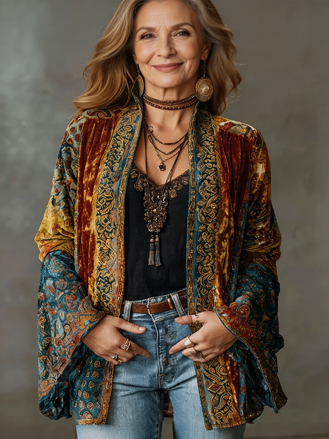 Miriam | Artisan Velvet Embroidered Kimono