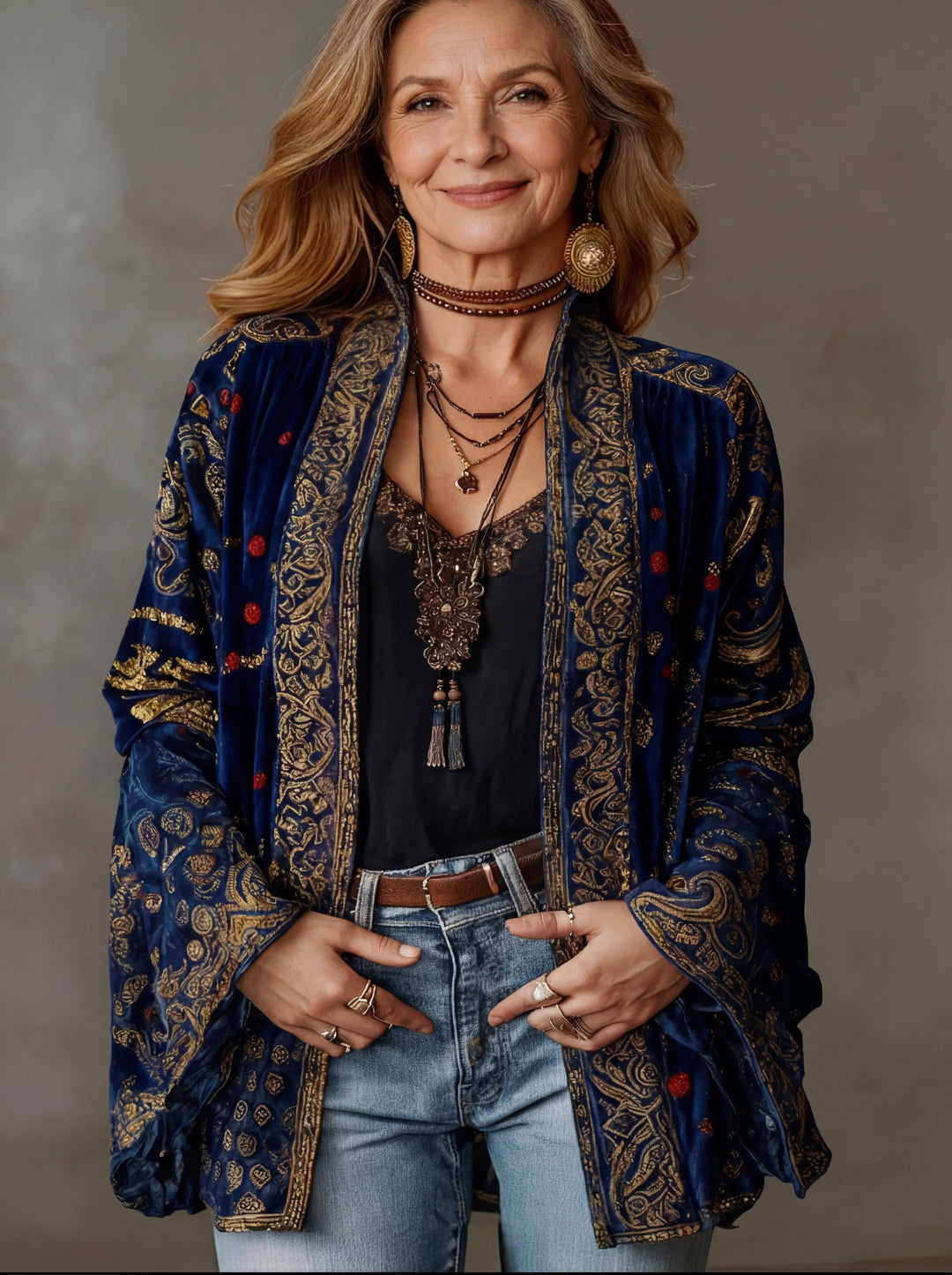 Miriam | Artisan Velvet Embroidered Kimono