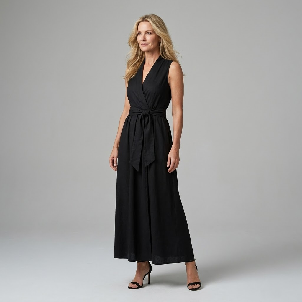 Mia | Slimming Cotton Linen Dress with V-Neck