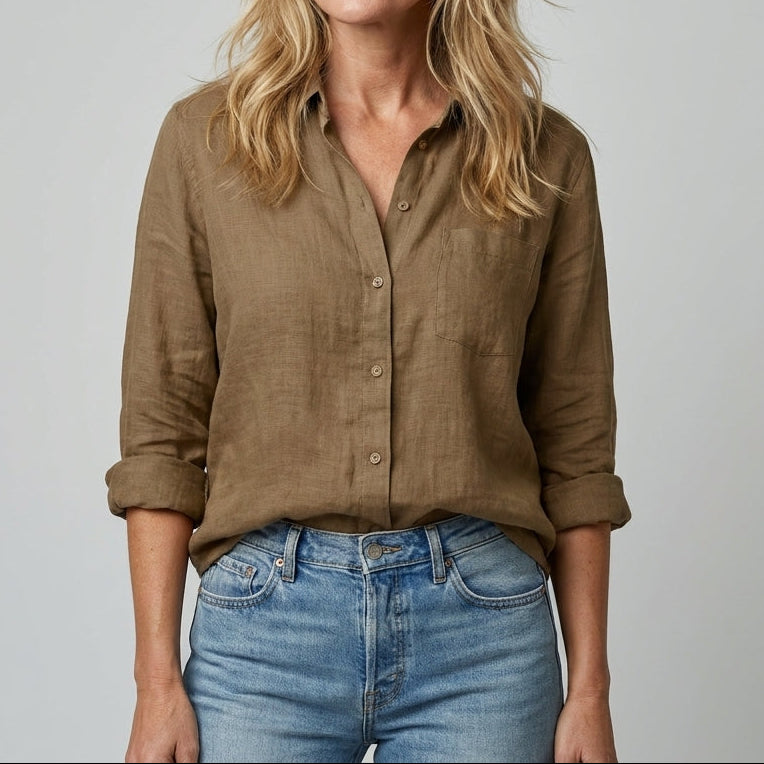 Eleanor | Classic Button-Front Open Collar Blouse