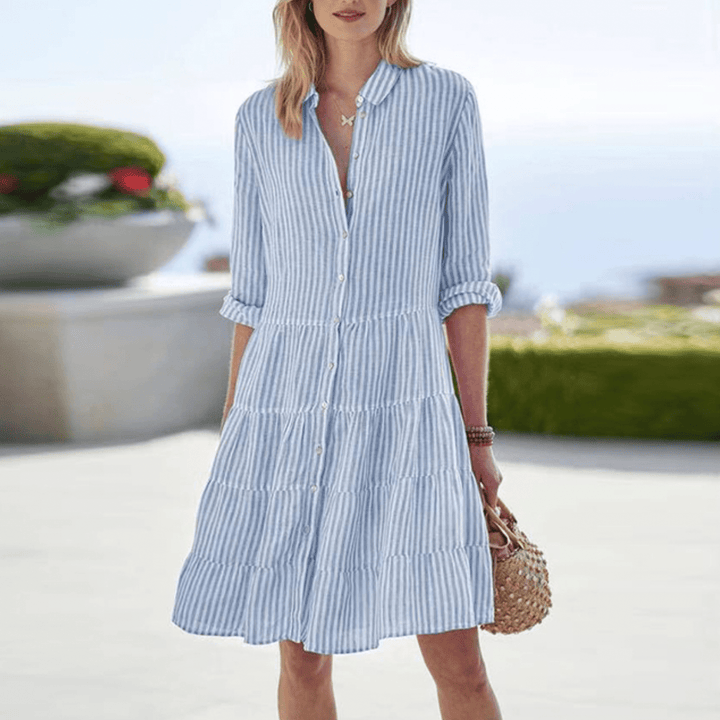 Linda | Breezy Elegance Tiered Shirt Dress