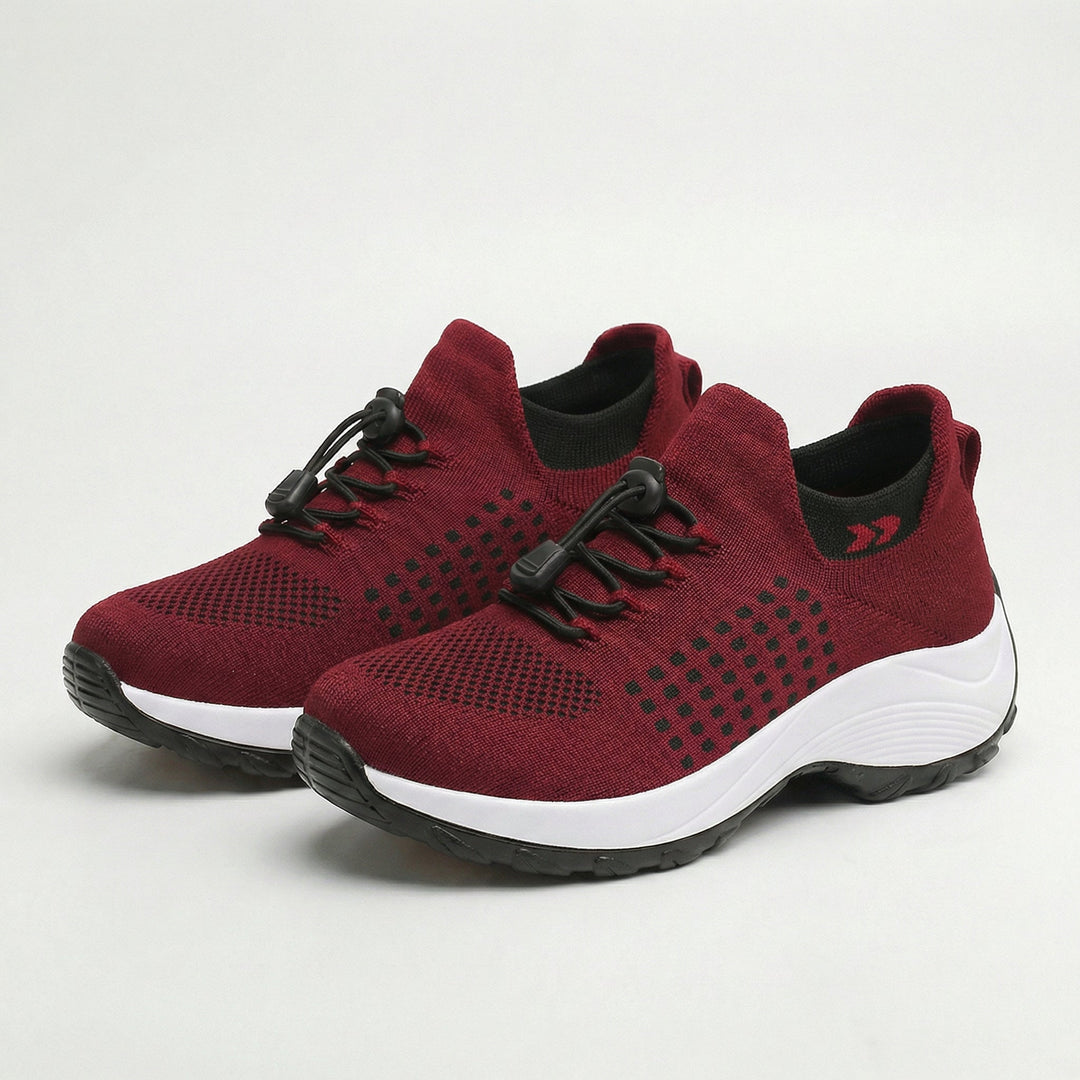 Ambulo Orthopedic Shoes Knit Fabric - Black Red