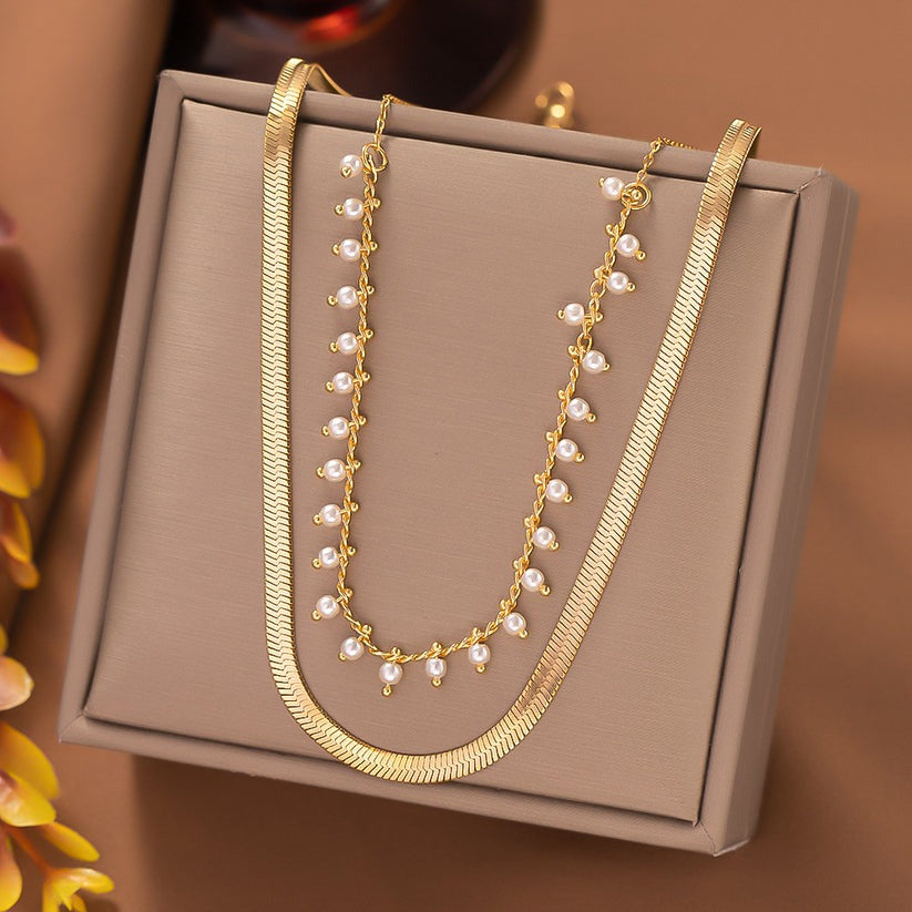 Jamie | Luxe Snake Choker & Pearl Jewelry Set 18K Gold