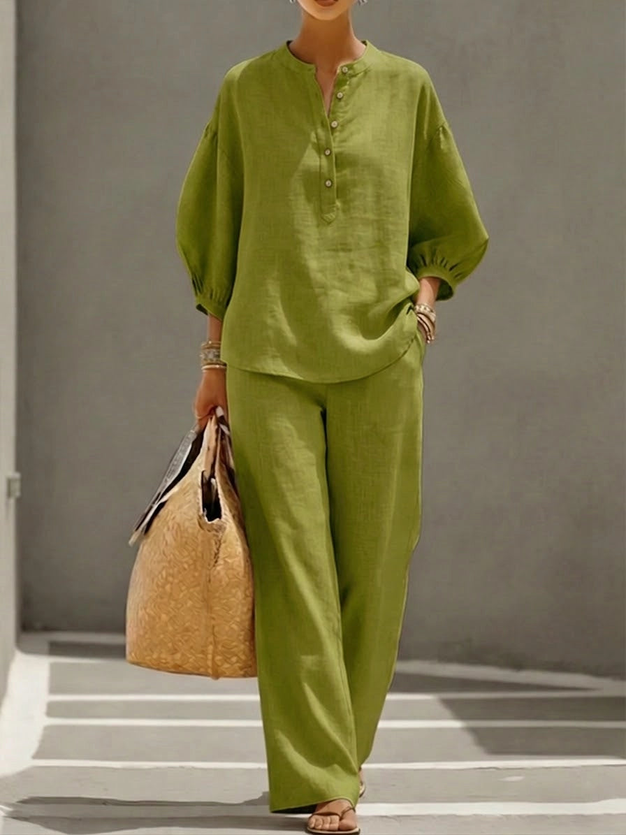 Camille | Relaxed Linen Button-Up Two-Piece Set