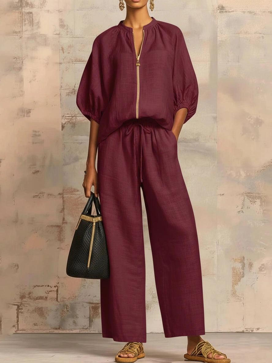 Amélie | Effortless Linen Zip Two-Piece Set