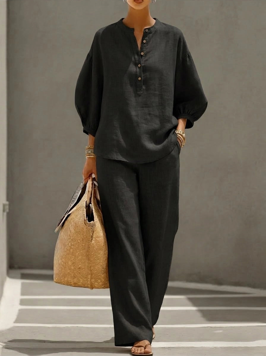 Camille | Relaxed Linen Button-Up Two-Piece Set