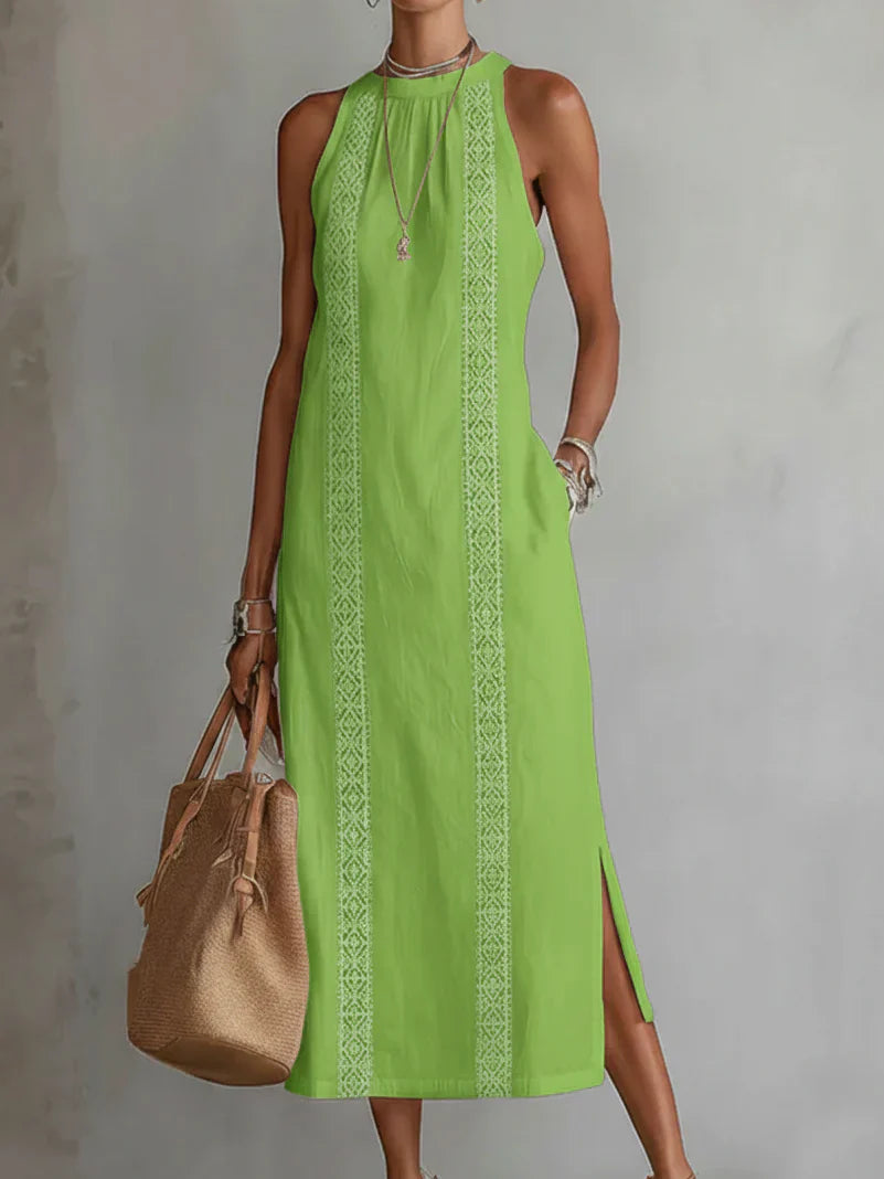 Loraine | Sleeveless Lace Detail Midi Dress