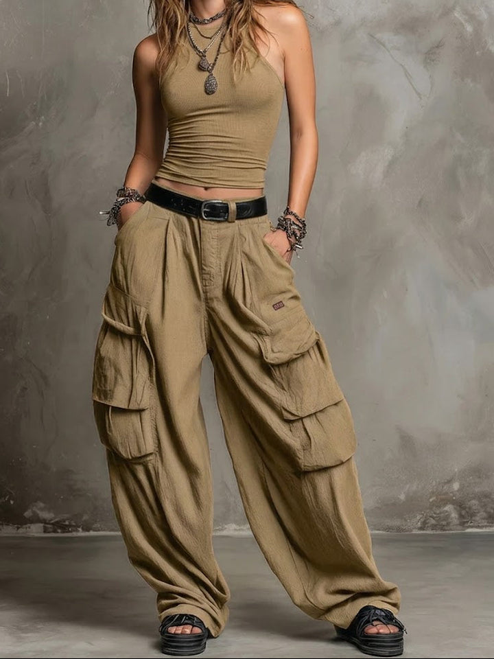 Lila | Casual & Cozy Cotton Vest and Cargo Pants Two-Piece Set