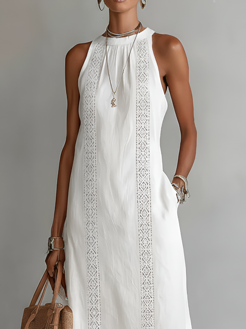 Jimena | Sleeveless Midi Dress with mao collar