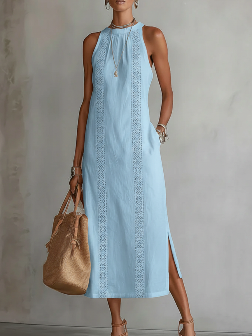 Jimena | Sleeveless Midi Dress with mao collar