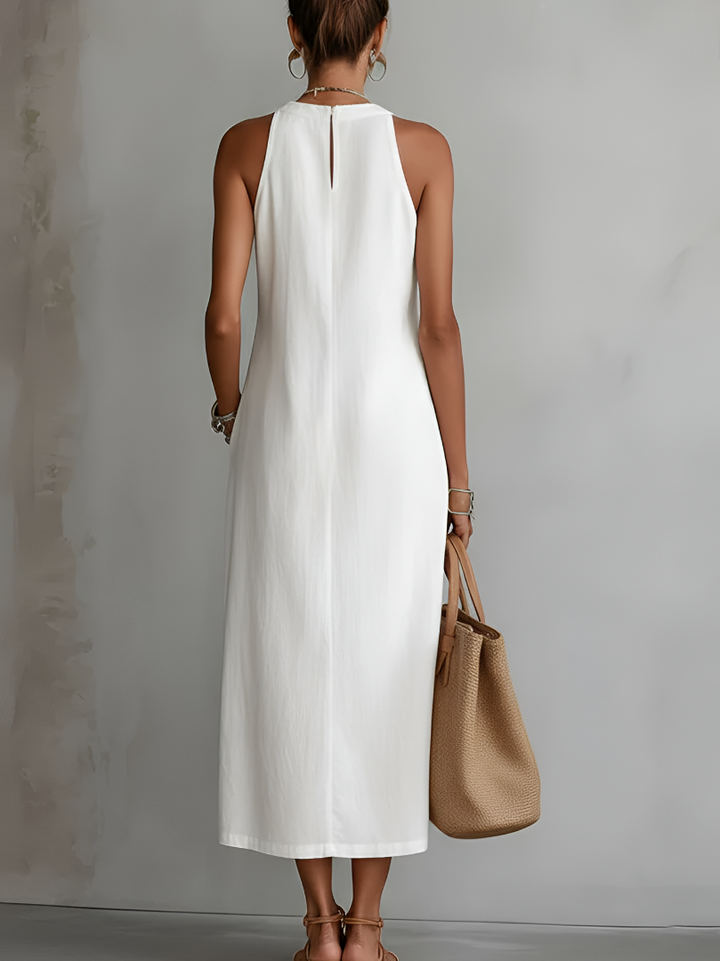 Jimena | Sleeveless Midi Dress with mao collar
