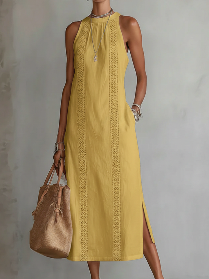 Jimena | Sleeveless Midi Dress with mao collar