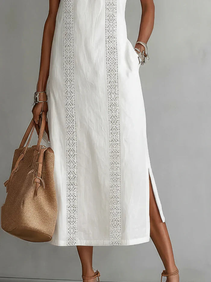 Stella | Sleeveless Lace Detail Midi Dress