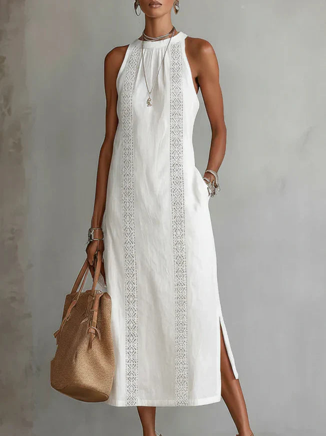 Stella | Sleeveless Lace Detail Midi Dress