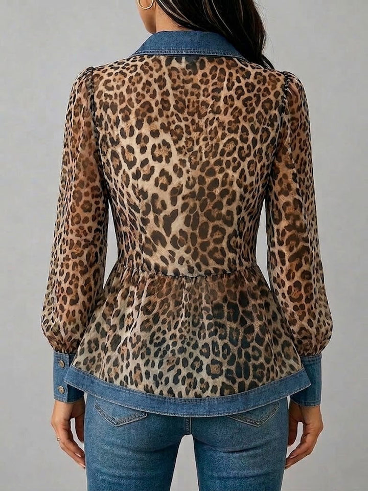 Arletta | Stylish Denim and Leopard Print Shirt