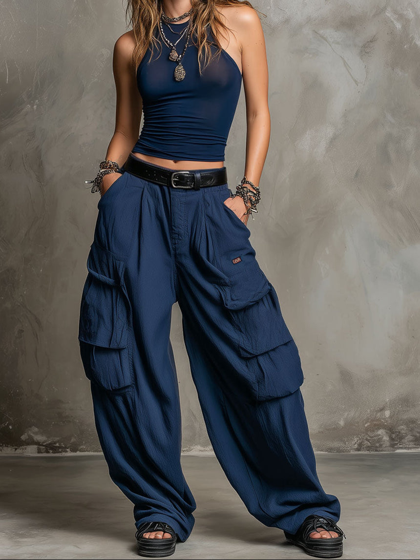 Lila | Casual & Cozy Cotton Vest and Cargo Pants Two-Piece Set