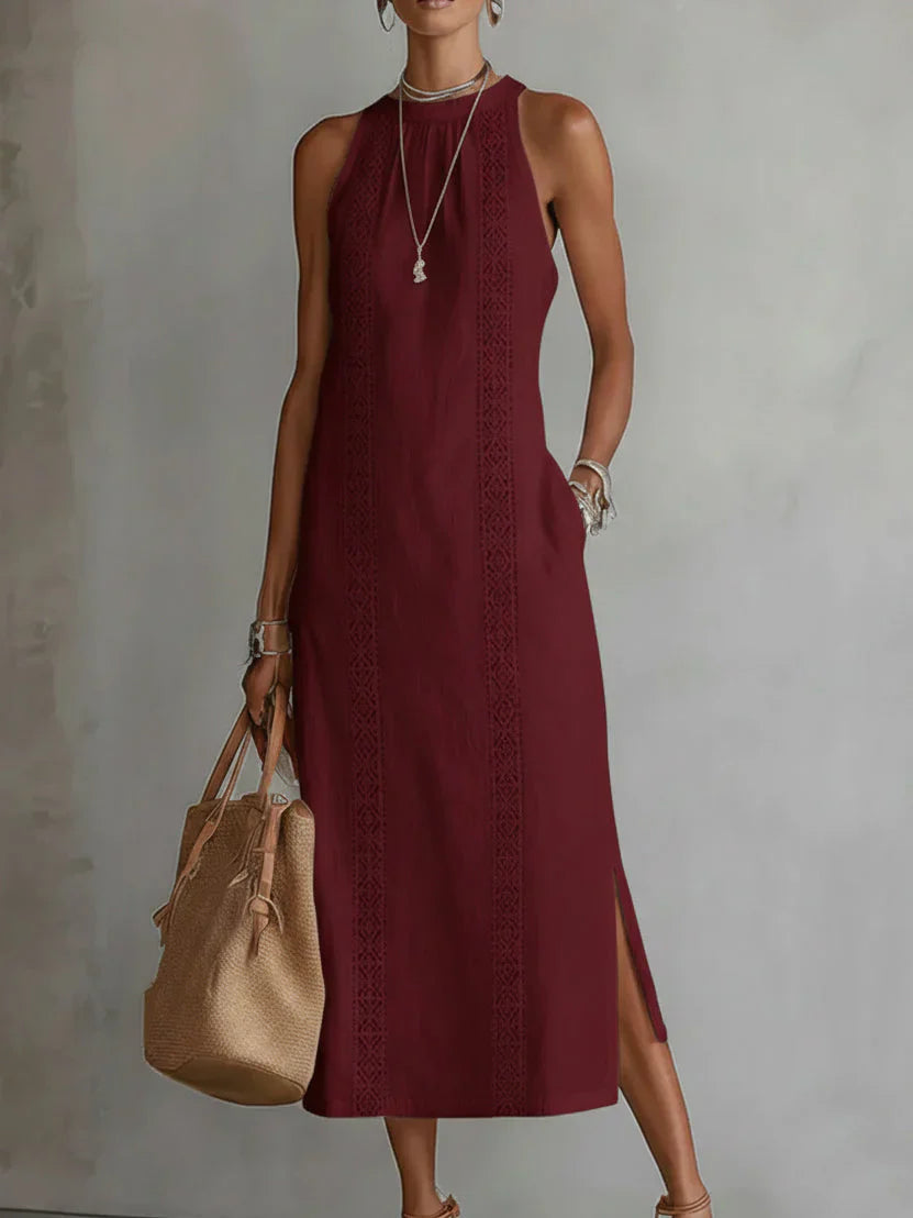 Arianne | Sleeveless Lace Detail Midi Dress