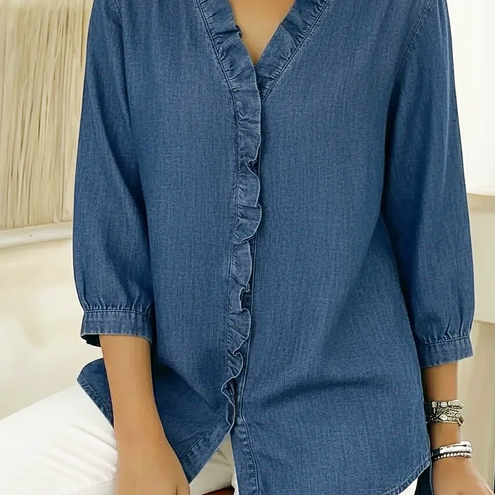 Jayzee | Casual Ruffle V-Neck Top