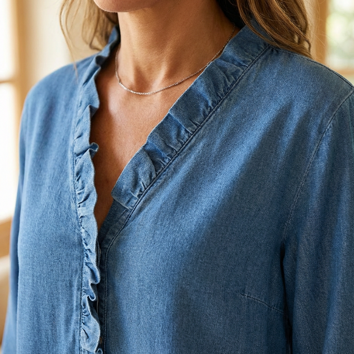 Jayzee | Casual Ruffle V-Neck Top