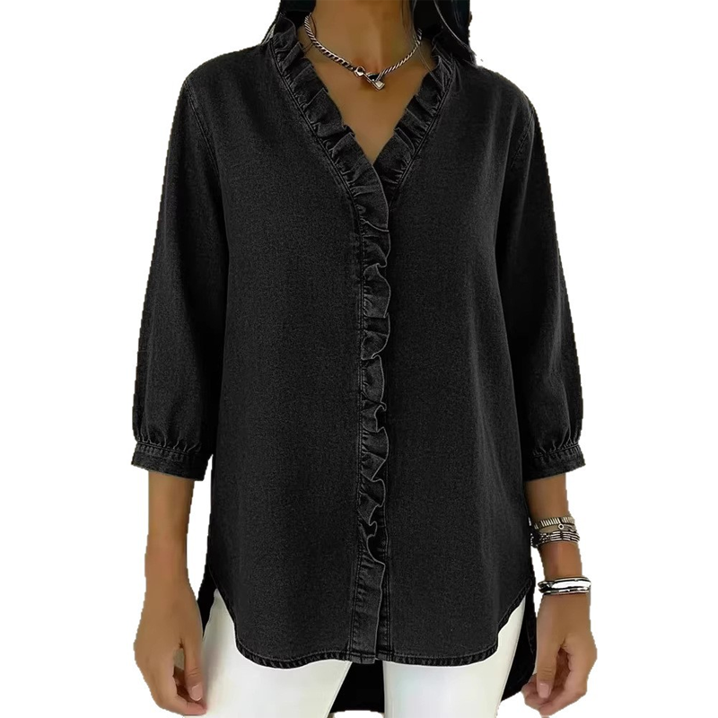 Jayzee | Casual Ruffle V-Neck Top