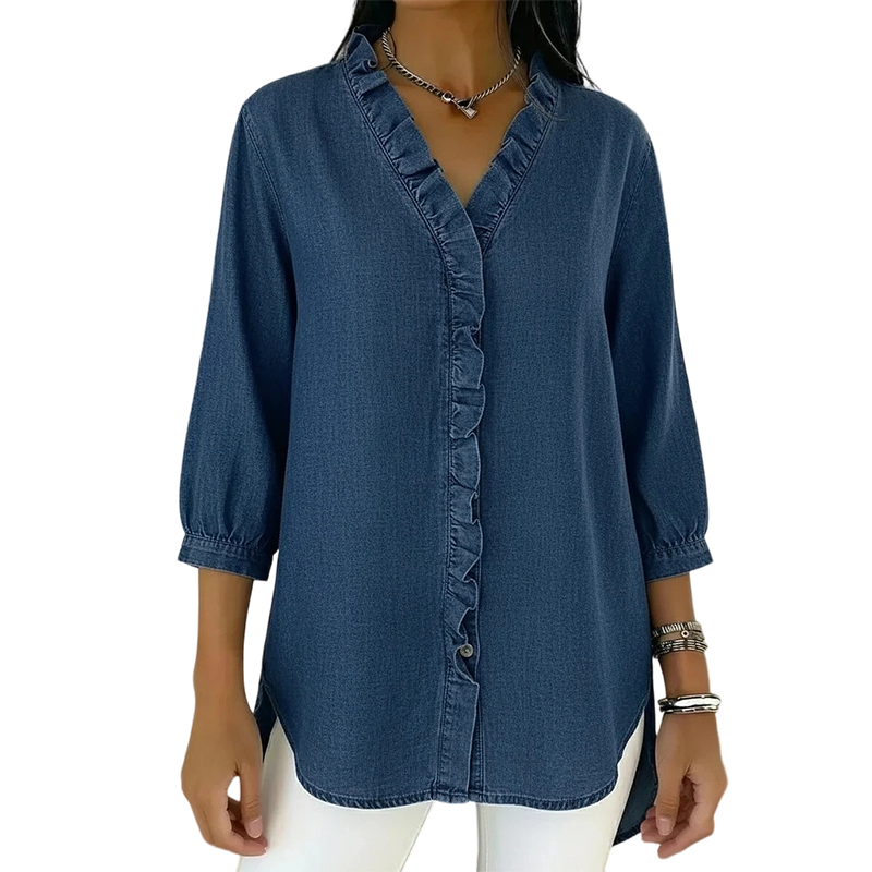 Jayzee | Casual Ruffle V-Neck Top